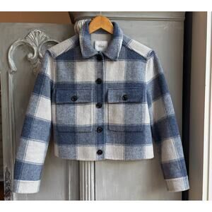 Rails Steffi Blue Buffalo Plaid Wool Blend Cropped Jacket XXS